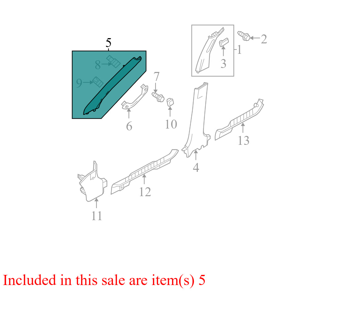 9L8Z7803599AB 08-12 Ford Escape FL Body A-Pillar Interior Trim Panel Used 9L8Z7803599AB OEM