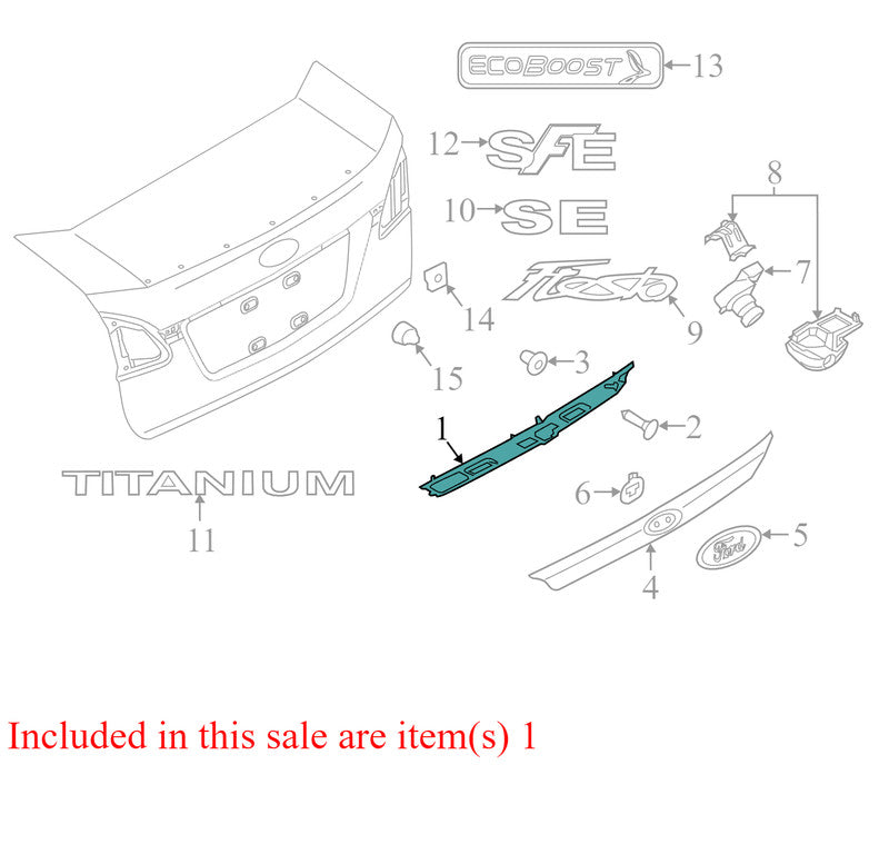 D2BZ5443400AA 2014-2019 Ford Fiesta Deck Lid Molding Trim D5BBF43404 Used OEM
