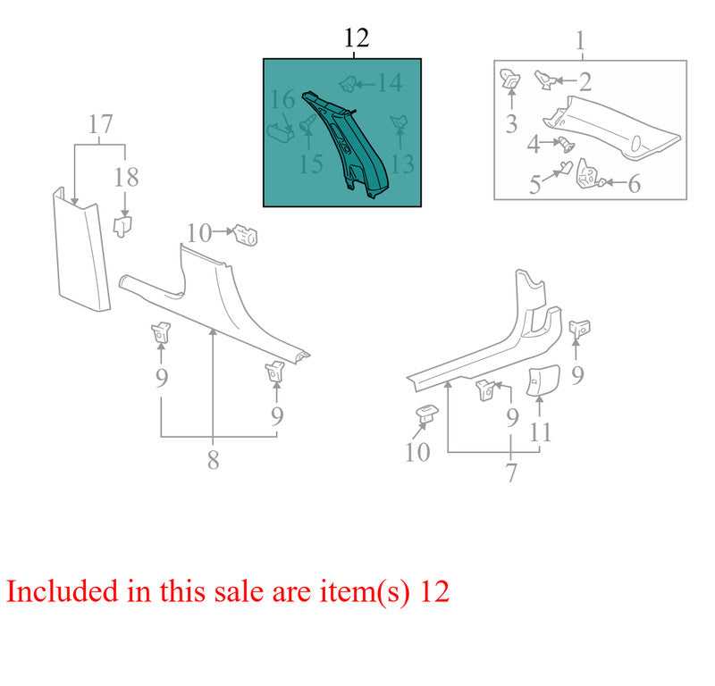 23312080 2009-2011 Chevrolet Impala FL Door Pillar Post Trim Set Used 23312080 OEM
