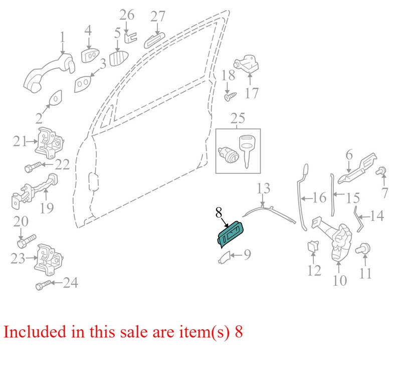 8L8Z7822600AA 2008-2012 Ford Escape Passenger FR Interior Door Handle Used 8L8Z7822600AA