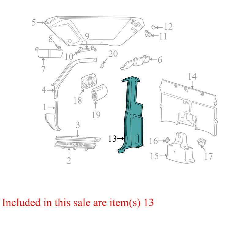 4L5Z1331013DAB 1998-2005 Ford Ranger Passenger Right Rear Quarter Trim Panel Used 3L541331012