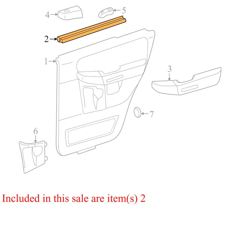 8L2Z7825861A 2002-2005 Mercury Mountaineer Left Rear Door Interior Window Belt Weatherstrip