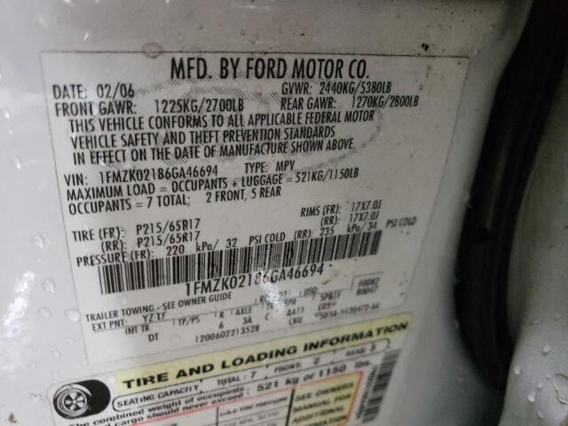 5F9374266B34 2005-2007 Ford Freestyle Passenger Rear RR Interior Door Handle Used OEM