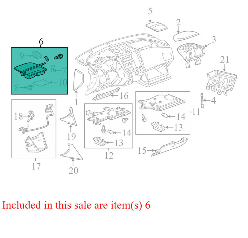 22873647 2010-2017 Chevrolet Equinox Upper Dash Storage Compartment Used OEM 20899559