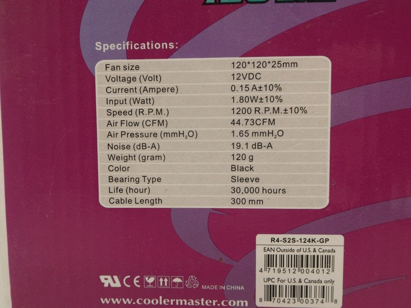 New Cooler Master Silent Fan 120 SI2 for Computer Cases Coolers Contains 4