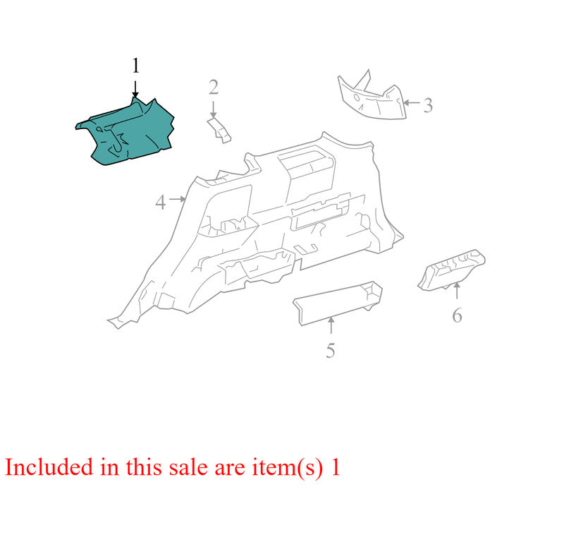 5F9Z7431004AAA 2005-2007 Ford Freestyle Passenger RH Interior Quarter Panel Trim Panel Used OEM