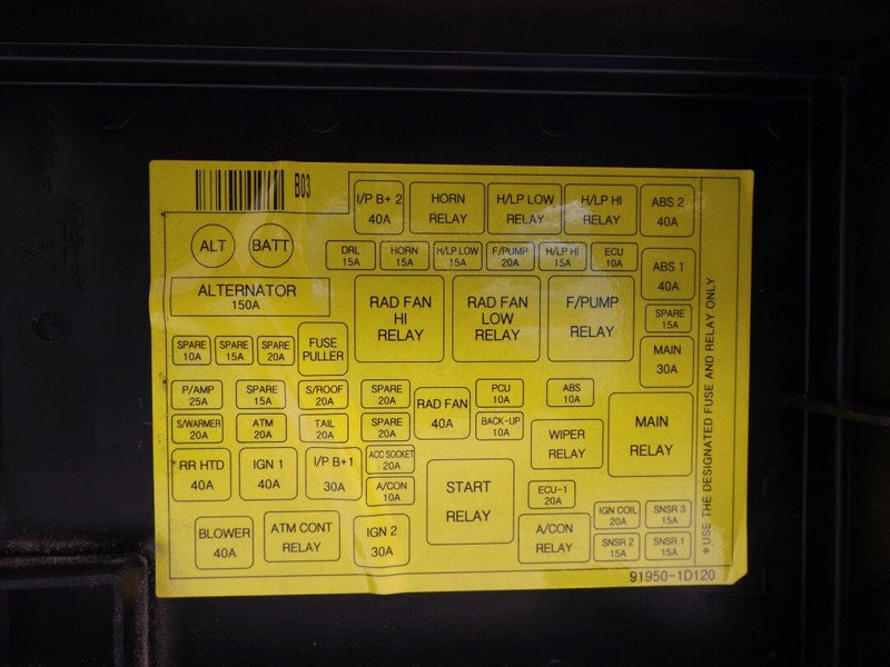 919501D200 2007-2012 Kia Rondo Fuse Relay Box Used OEM 919501D210