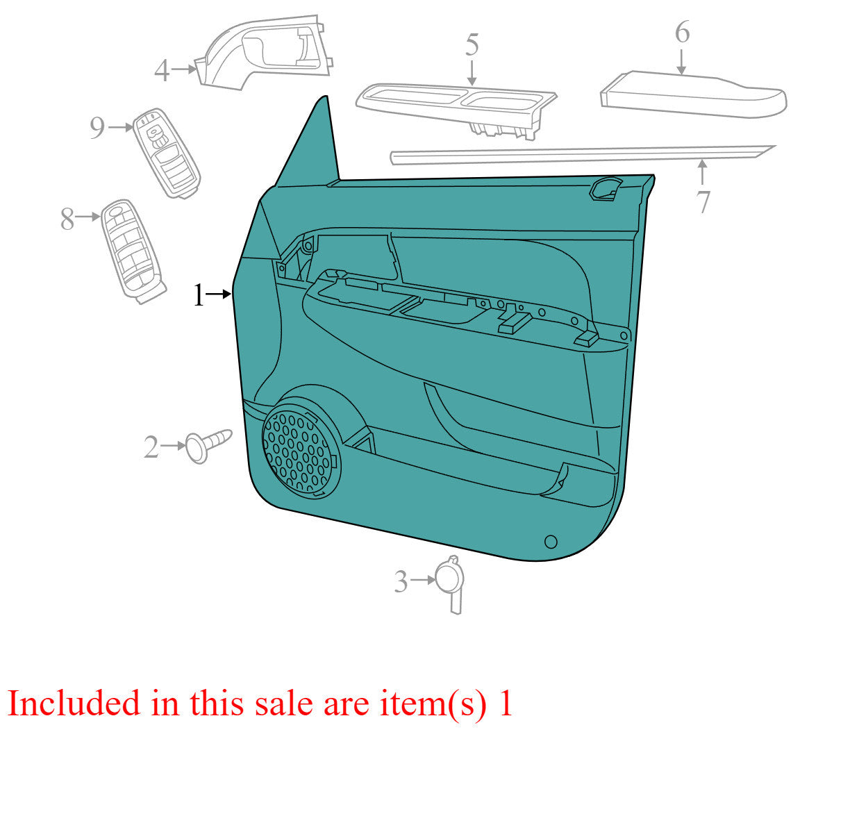 1BM921DVAF 2008-2012 Jeep Liberty Passenger Front Right Interior Door Panel Used 1BM921DVAE