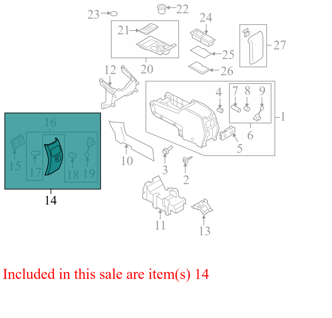 9T4Z78045E24AB 2007-2010 Ford Edge Console Trim Panel Used 9T4Z78045E24AB OEM