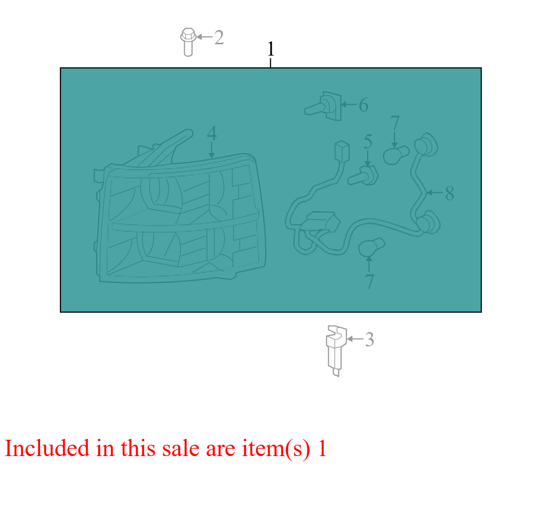 25833678 2007-2013 Chevrolet Silverado 1500 Driver FL Headlight Used 25833678 OEM