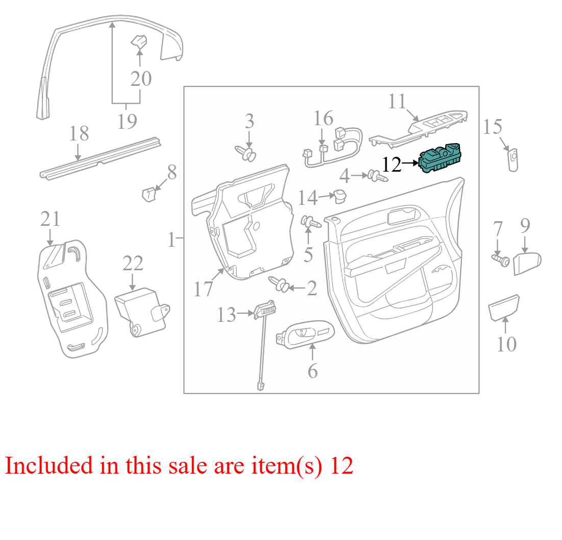 20958435AA 2010-2016 Buick Enclave Driver FL Door Window Switch Used 20958435AA OEM