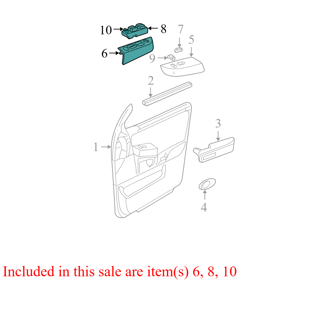 5L1Z14028AB 2003-2006 Ford Expedition Driver FL Door Window Switch, Lock Switch, Bezel