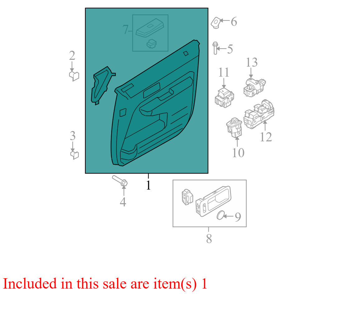 9T4Z7823943AC 2007-2010 Ford Edge Passenger FR Door Interior Trim Panel Used 7T4Z7823943AB OEM