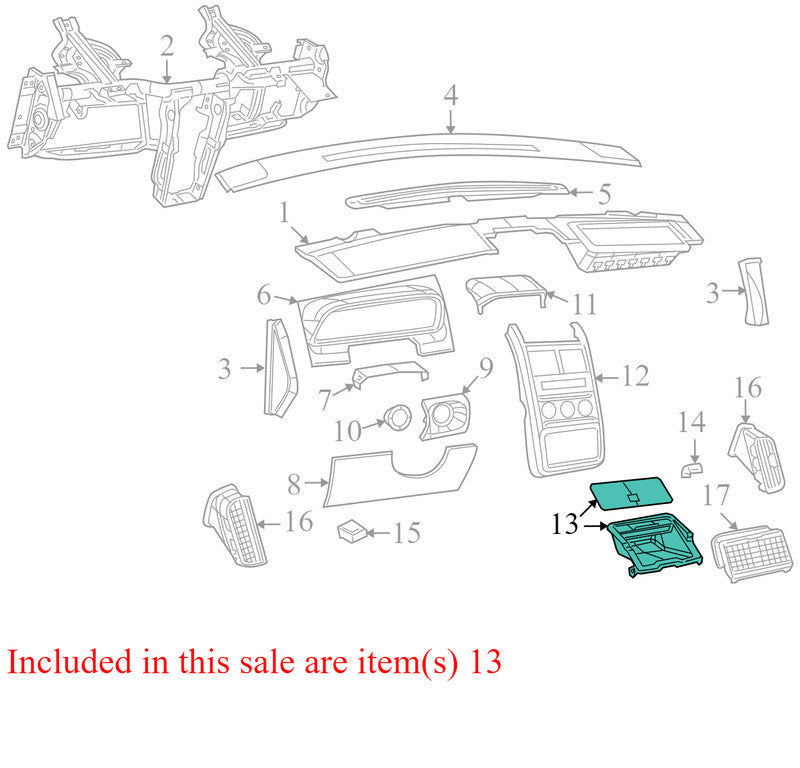 1HN941DVAG 2009-2010 Dodge Journey Instrument Panel Storage Compartment Used OEM 100016270