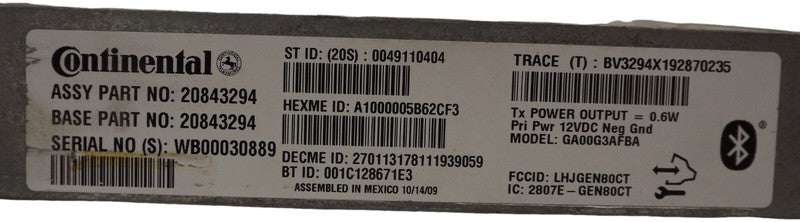 20843294 2010 Chevrolet Equinox Wireless Communication Module 20843294 
