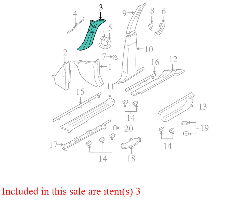 4L1Z7803599AAA 2003-2006 Ford Expedition Driver Left A Pillar Trim Used OEM 2L1478025A83