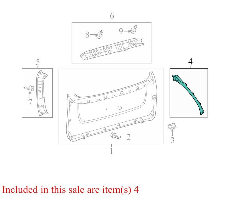 6793708020E0 2011-2014 Toyota Sienna Right Upper Liftgate Trim Used OEM 67937-08020