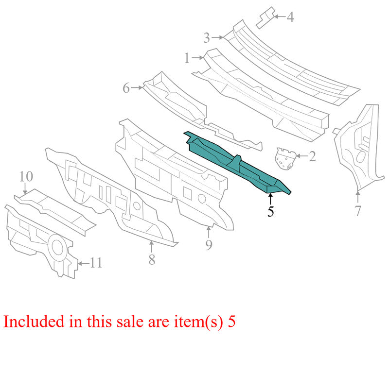 7T4Z7802030A 2007-2010 Ford Edge Cowl Panel Reinforcement Used 7T4Z7802030A OEM