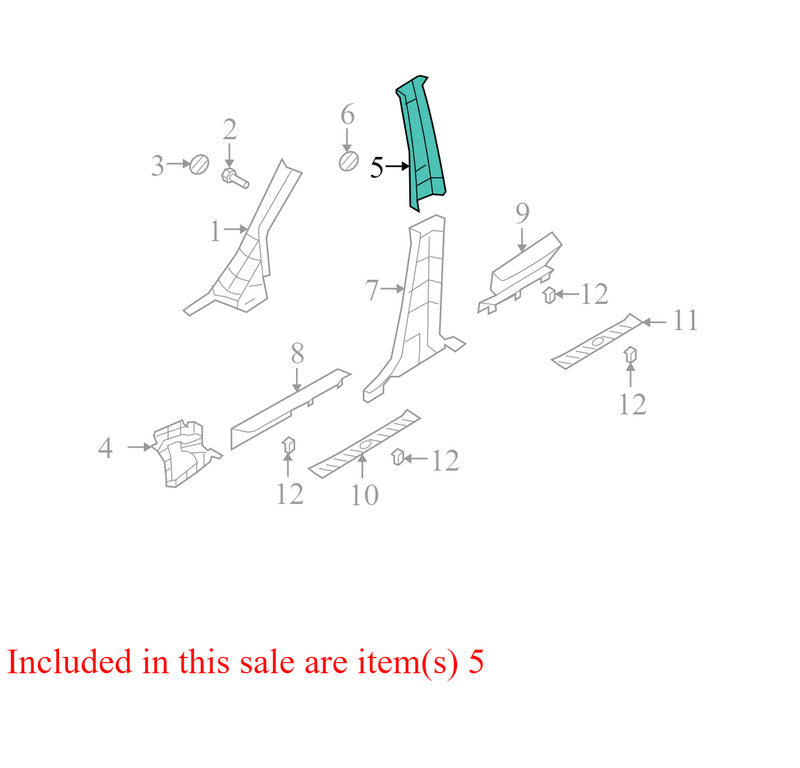 858301D000QW 2007-2012 Kia Rondo Passenger RH Upper B Pillar Trim Used OEM 858421D000