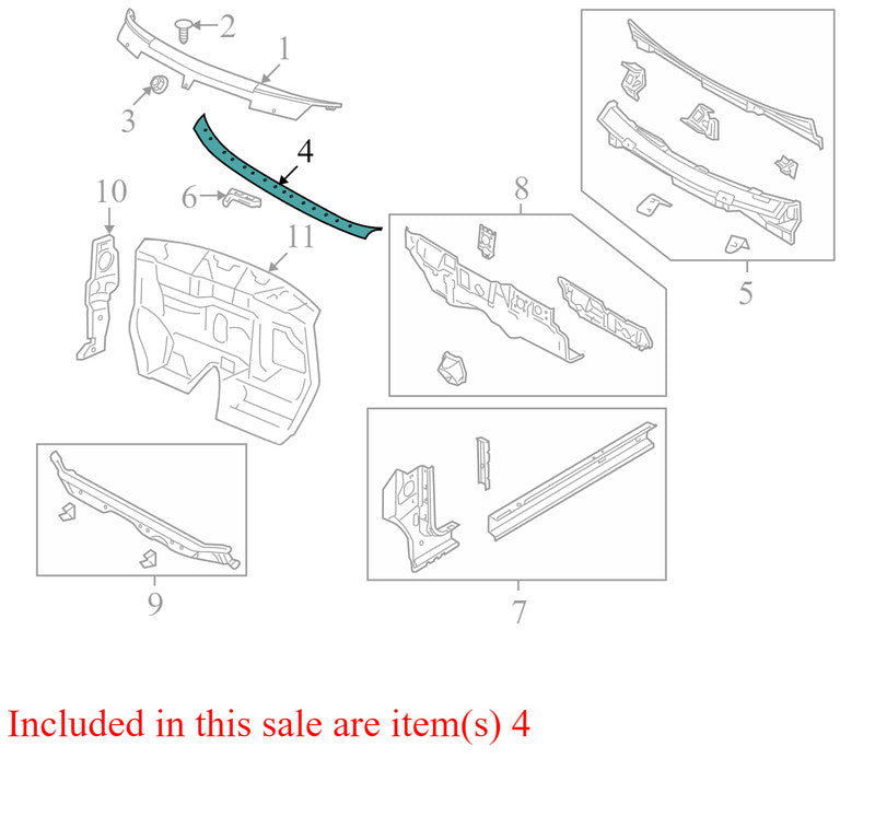 5116266AE 2009-2010 Dodge Journey Wiper Cowl Cover Used OEM 05116266AE