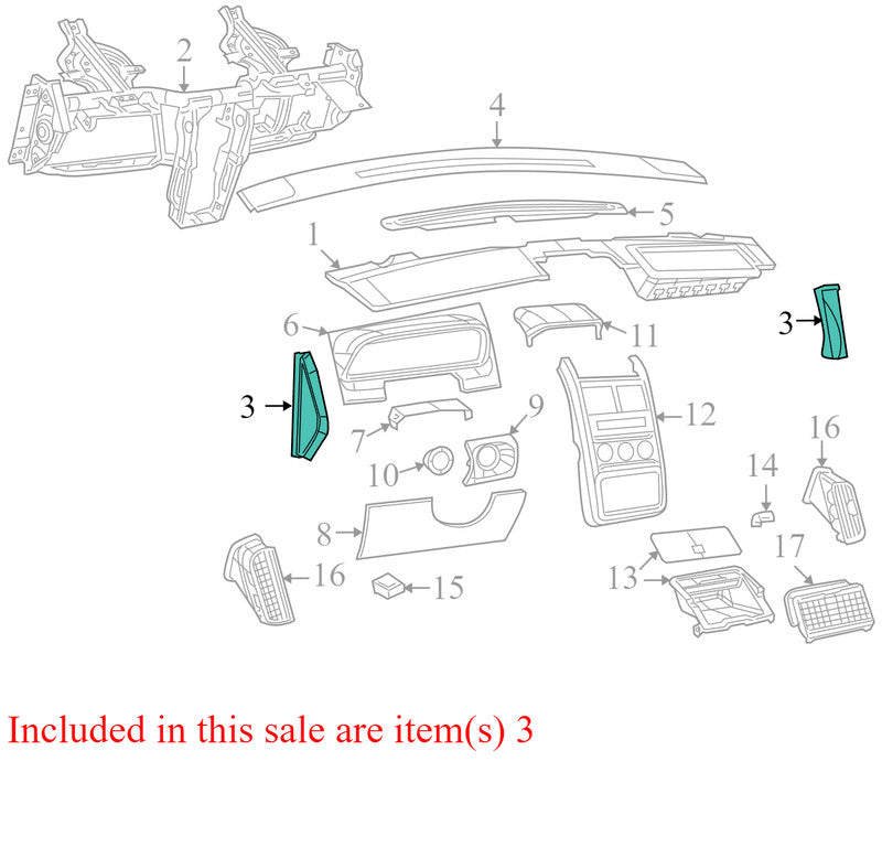 1AZ22DK7AB 2009-2010 Dodge Journey Driver FL Dashboard End Cap Used OEM 100013860