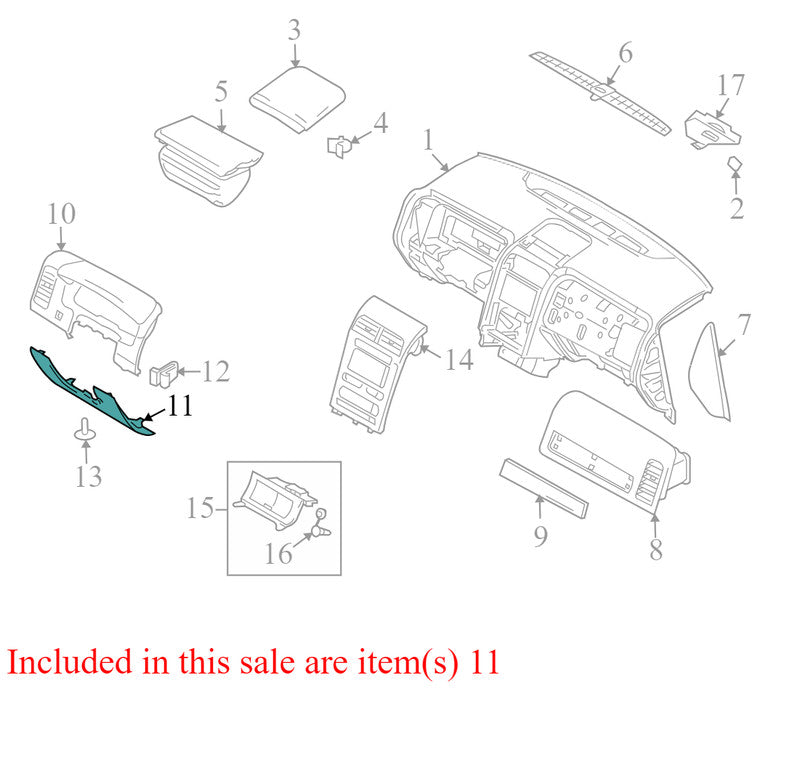 7A1378044F08 2007-2010 Lincoln MKX Instrument Panel Knee Bolster Used 7A1378044F08 OEM