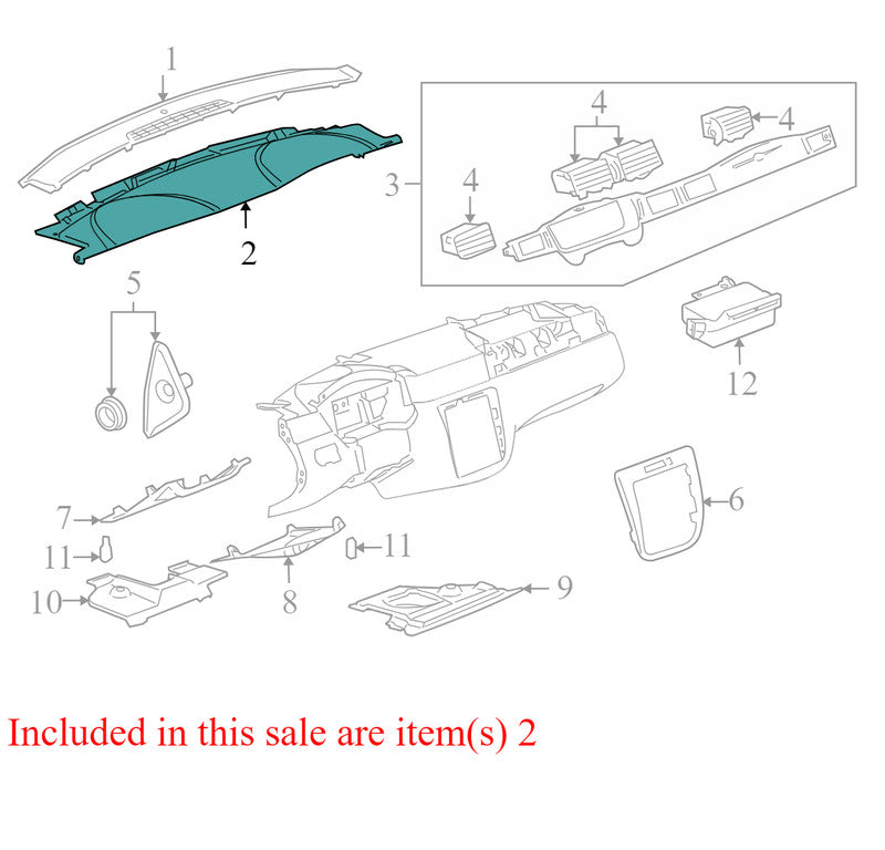 AEM994550020014 2006-2016 Chevrolet Impala Dashboard Top Cover Panel Used OEM 15859835 