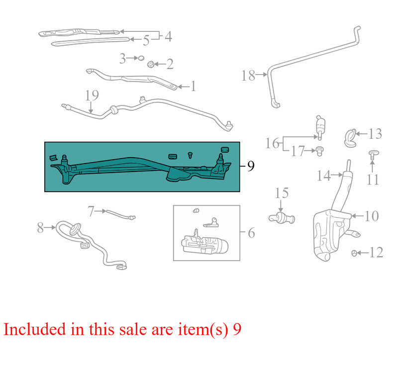 12463069 2000-2005 Pontiac Bonneville Windshield Wiper Linkage W/Motor Used 12463069 OEM