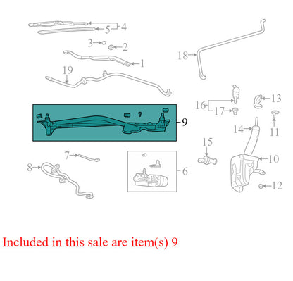 12463069 2000-2005 Pontiac Bonneville Windshield Wiper Linkage W/Motor Used 12463069 OEM