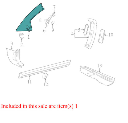 1C0867234J 2000-2001 Volkswagen Beetle FR Body A-Pillar Trim Panel Used 1C0867234J OEM