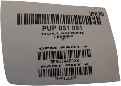 5F937440428 2005-2007 Ford Freestyle Passenger RH Upper B Pillar Trim Used OEM 5F937440428