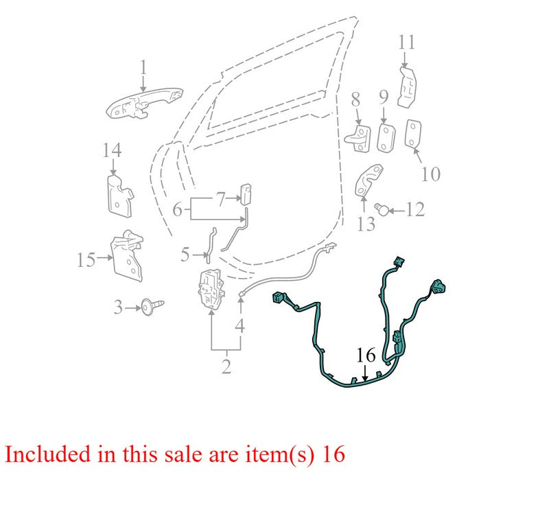 15892663 2006-2011 Chevrolet Impala Passenger Rear Right Door Wiring Harness Used OEM