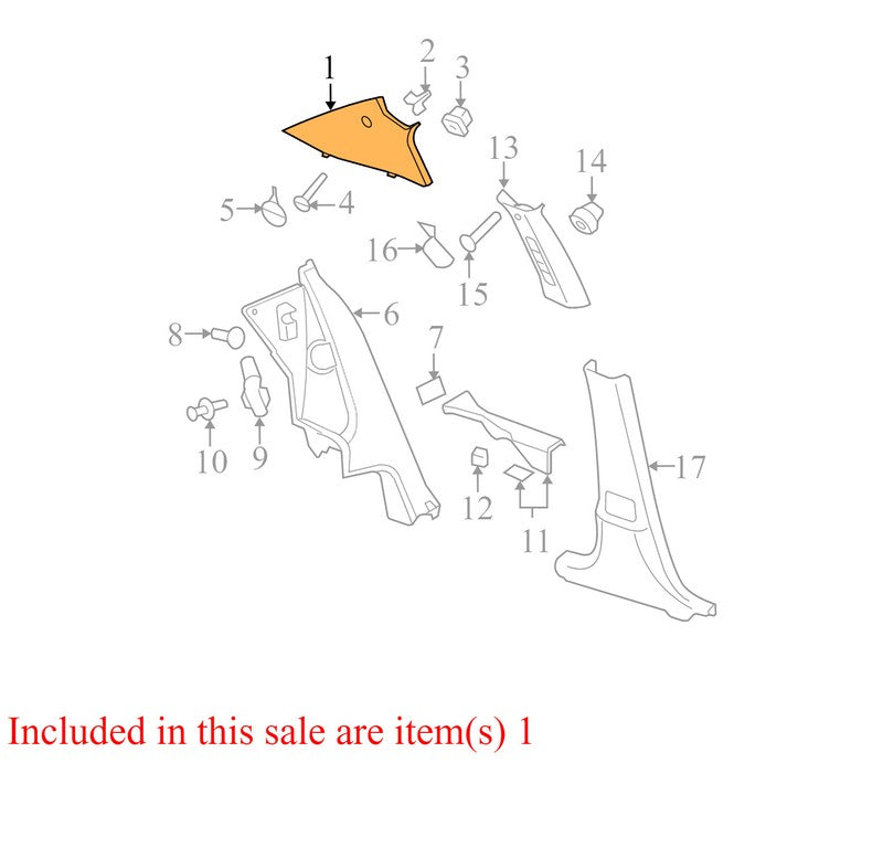 25897144 2005-2010 Chevrolet Cobalt Right Interior C Pillar Quarter Panel Trim 15275414