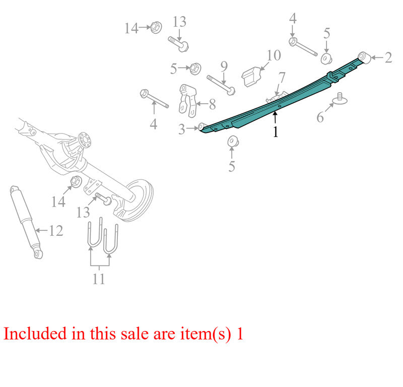 52113141AI 2006-2008 Dodge Ram 1500 Mega Cab Rear Leaf Spring Assembly Used 52113141AI OEM