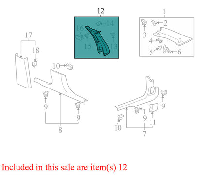 23312080 2009-2011 Chevrolet Impala FL Door Pillar Post Trim Set Used 23312080 OEM