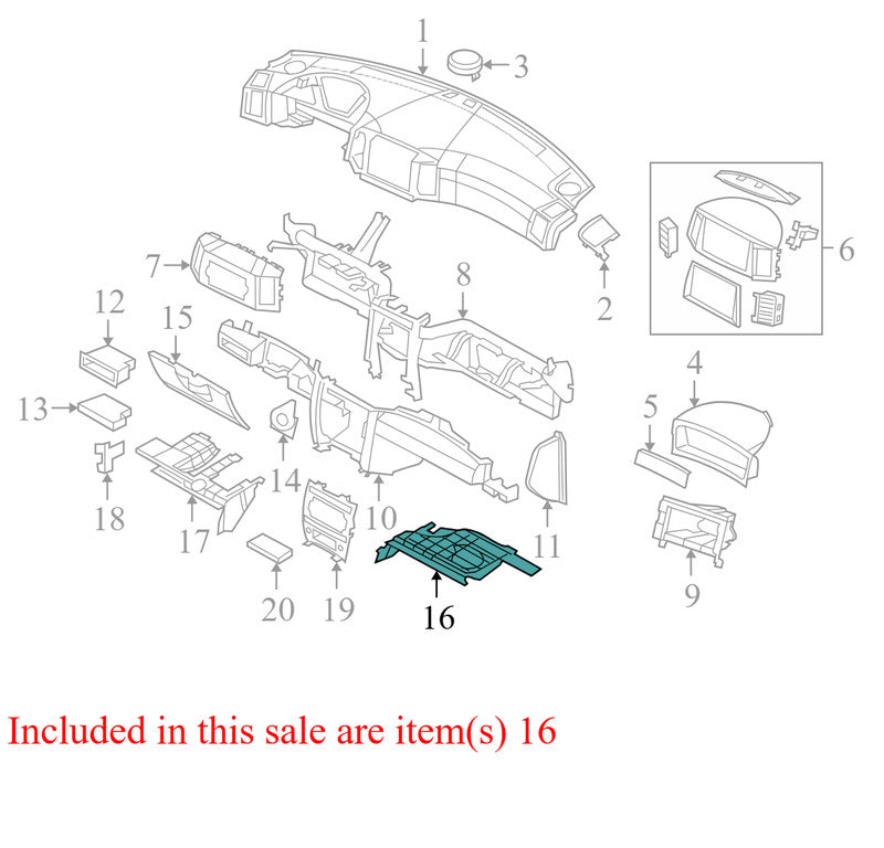 55116780AJ 2006-10 Jeep Grand Cherokee FR Instrument Panel Knee Bolster Used 55116780AJ OEM