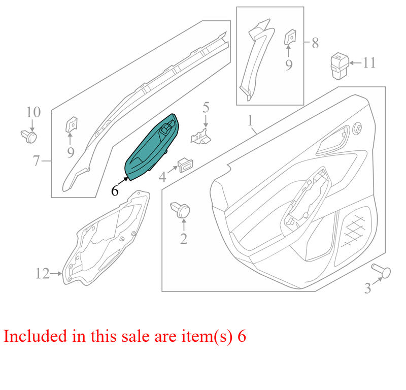 1085503X 2012-2018 Ford Focus Passenger RR Door Window Switch Bezel Used CV6Z14527AA OEM