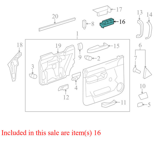 20945132 2007-2013 GMC Sierra 1500 FL Front Door Window Switch Used 20945132 OEM