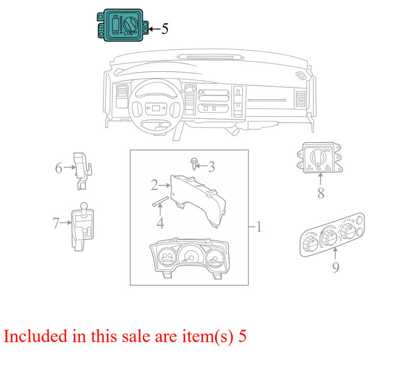 56049636AD  2005-2011 Dodge Dakota Headlight Switch W/ Cargo Switch Used 56049636AD OEM