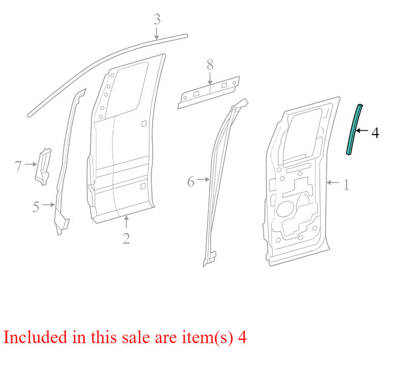 4L3Z1820534AA 2004-2008 Ford F-150 XLT Passenger Rear RR Door Seal Used OEM 4L3Z1820534AA 
