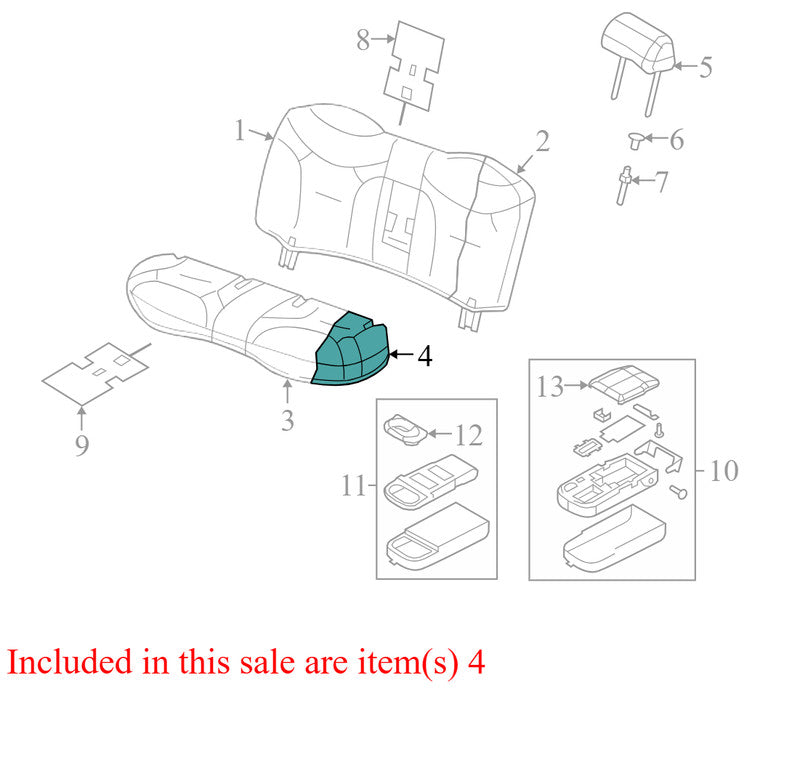 3W1Z54600A88AA 2008-2010 Town Car Rear Lower Seat Cushion Pad W/ Cover 3W1Z54600A88AA USED OE