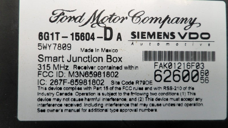 6G1T15604DA 2005-2007 Ford Five Hundred Fuse Box Used 6G1T15604DA OEM