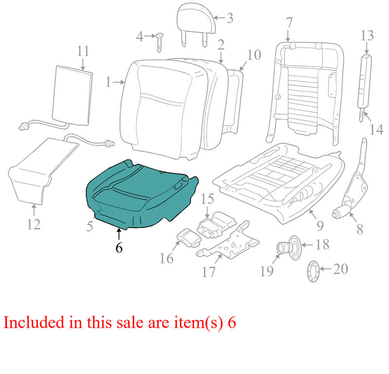 4W1Z54632A22AB 2010 Lincoln Town Car Front Right FR Seat Cushion Pad Used OEM 4W1Z54632A22AB 