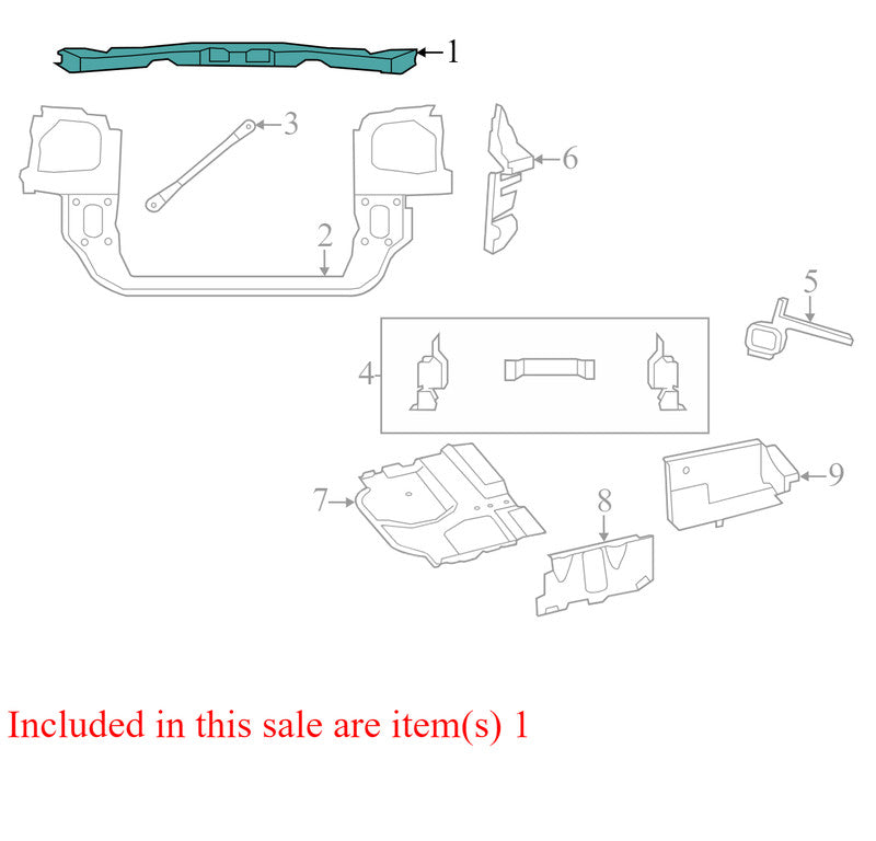 68023327AA 2008-2010 Chrysler Town &amp; Country Radiator Support Tie Bar Used OEM