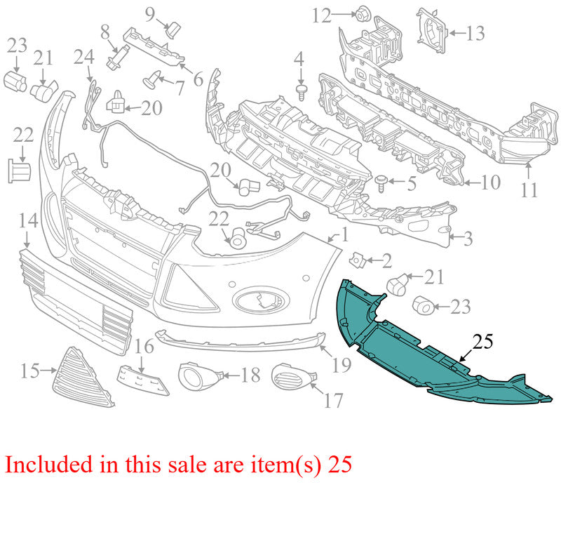 BM51A8B384CD 2012-2018 Ford Focus Front Lower Splash Shield Deflector Used CP9Z8310A OEM