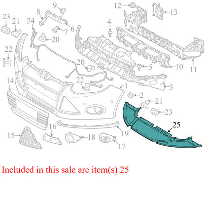 BM51A8B384CD 2012-2018 Ford Focus Front Lower Splash Shield Deflector Used CP9Z8310A OEM