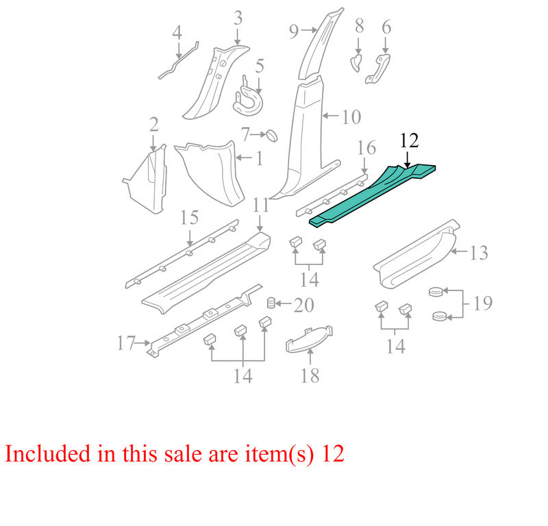 3L147813244ABW 2003-2006 Expedition RIGHT REAR Door Sill Plate 3L147813244ABW MED PARCHMENT