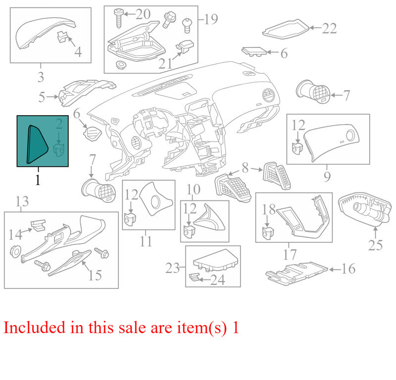 95987081 2011-2016 Chevrolet Cruze Passenger Right Dash End Cap Used 95987085 OEM