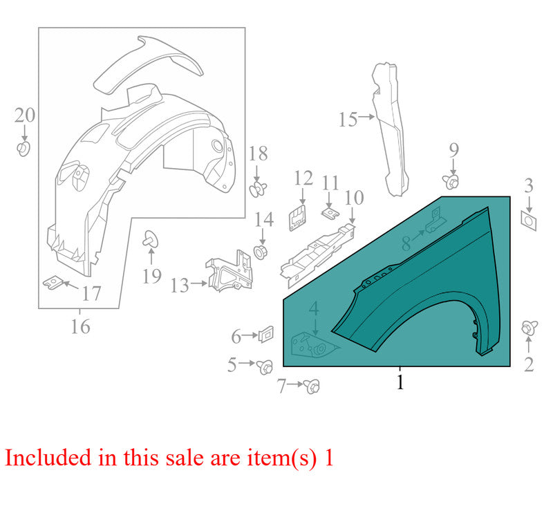 BM5Z16005B 2012-2014 Ford Focus Passenger FR Fender Used BM5Z16005B OEM