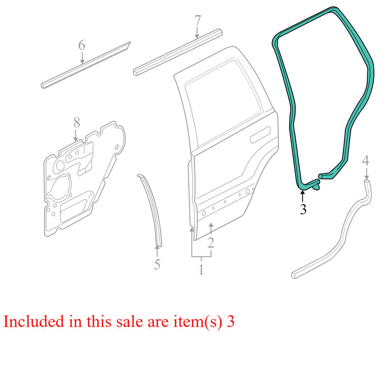 55136117AE 1999-2004 Jeep Grand Cherokee Driver Rear RL Door Seal Used OEM 55136117AE